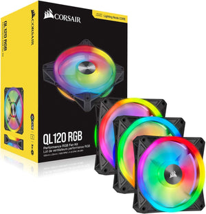 QL Series, Ql120 RGB, 120Mm RGB LED Fan, Triple Pack with Lighting Node Core, Black, Compatible with Desktop