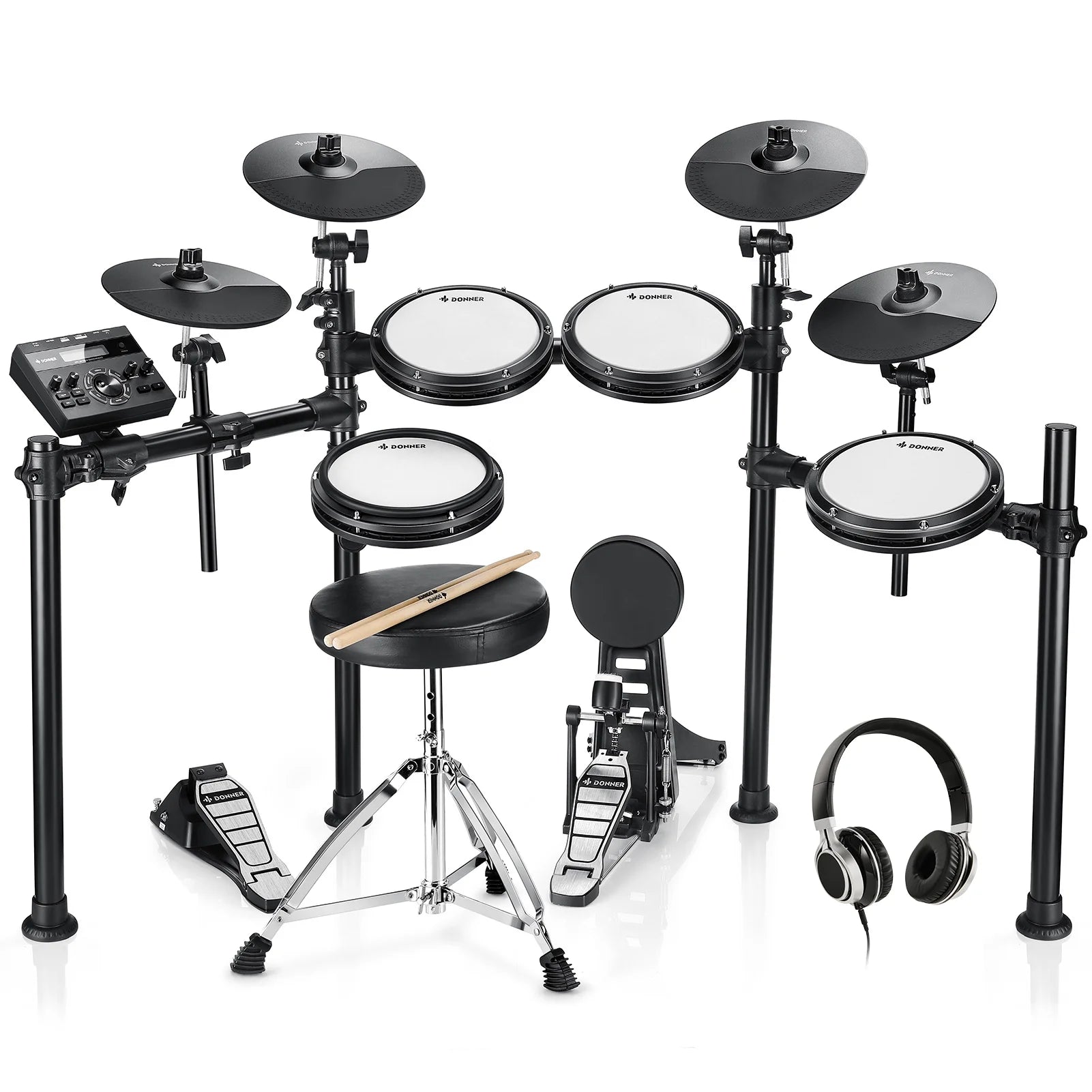 Save Extra $60  Adults Electronic Drum Set with Quiet Mesh Drum Pads, 31 Kits and 450+ Sounds, DED-200X