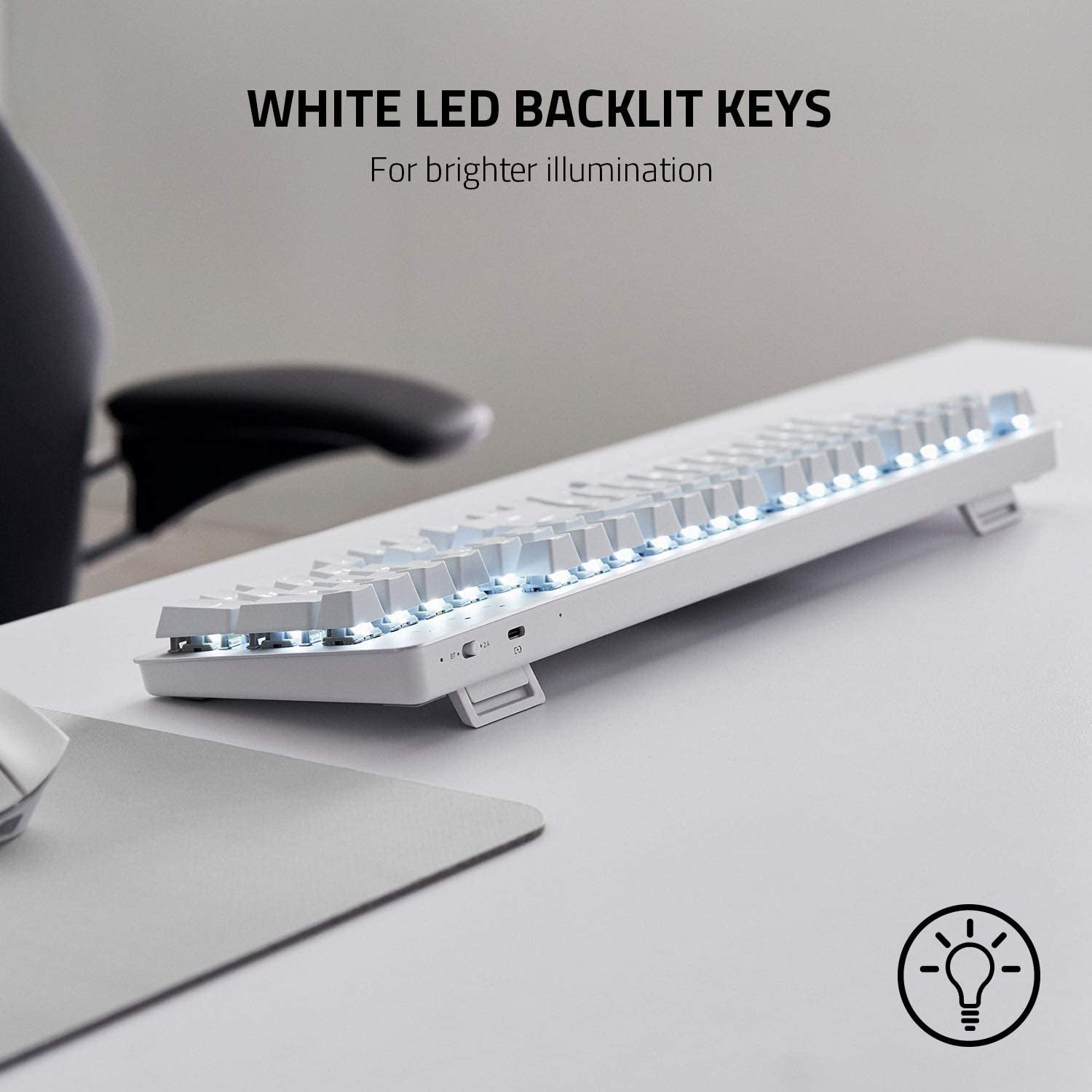 Pro Type: Wireless Mechanical Productivity Keyboard Orange Mechanical Switches - Fully Programmable Keys - Bluetooth and Wireless Connectivity - Durable for up to 80 Million Keystrokes