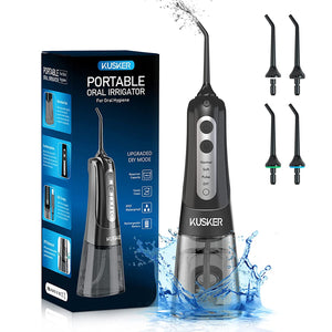 Cordless Water Dental Flosser - Portable Oral Irrigator with 4 Modes, 4 Jet Tips, IPX7 Waterproof, Rechargeable for 30 Days, Ideal for Home, Travel, Braces, and Bridges Care (Black)