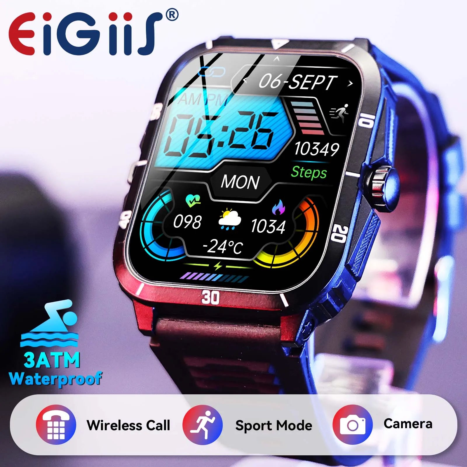 EIGIIS Military Smart Watch with Bluetooth