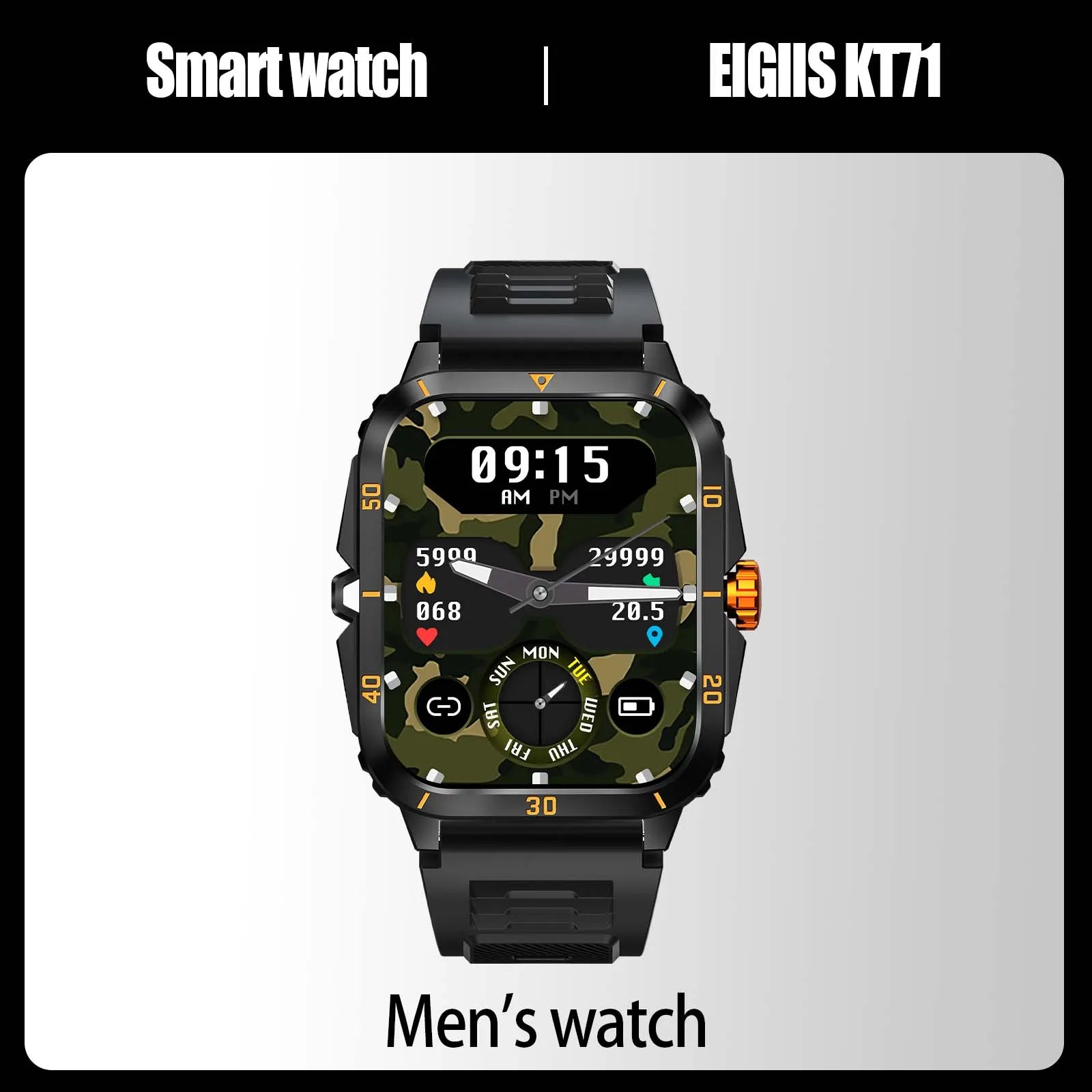 EIGIIS Military Smart Watch with Bluetooth