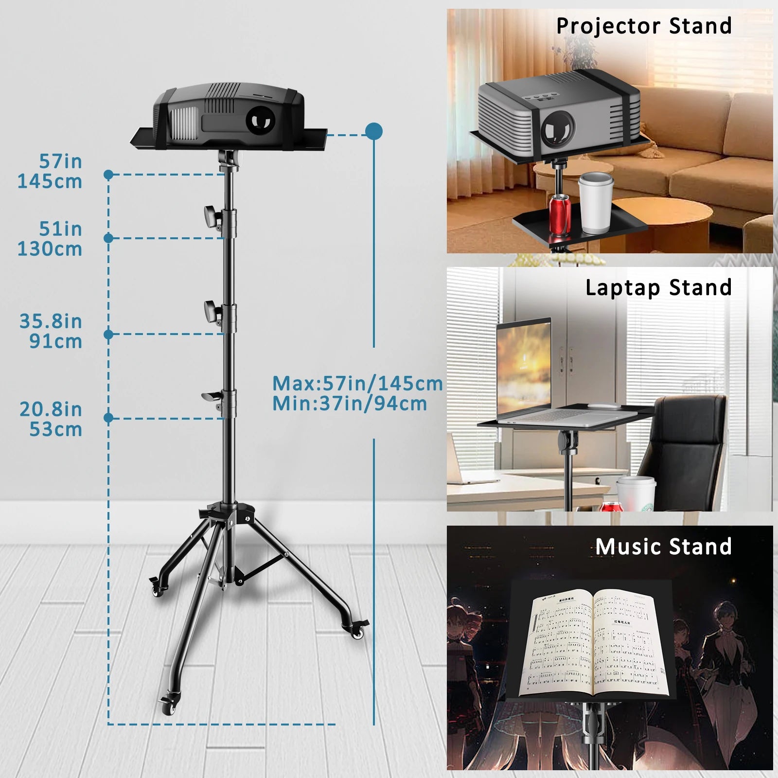 Adjustable 145cm Projector & Laptop Stand