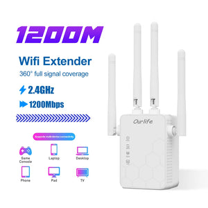 1200Mbps Dual-Band WiFi Repeater | 5G & 2.4G Signal Extender