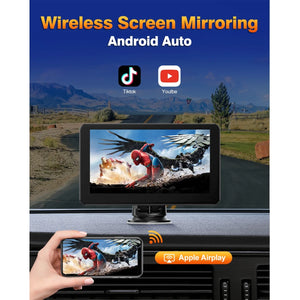 7-Inch Wireless CarPlay Screen with Android Auto, GPS Navigation, Mirror Link, Voice Control, and AUX/FM Compatibility