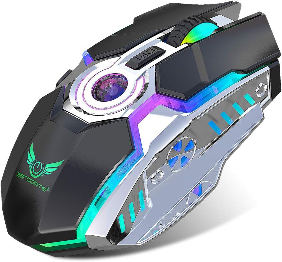 Rechargeable Wireless Gaming Mouse with USB Receiver and Decompression Crystal Ball - Black