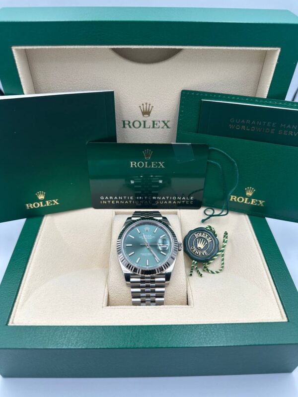 DateJust 41mm, Mint Green Dial Fluted Jubilee