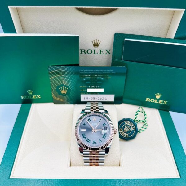 Rolex Datejust 41mm, Wimbledon Dial Two Tone RG Fluted Jubilee